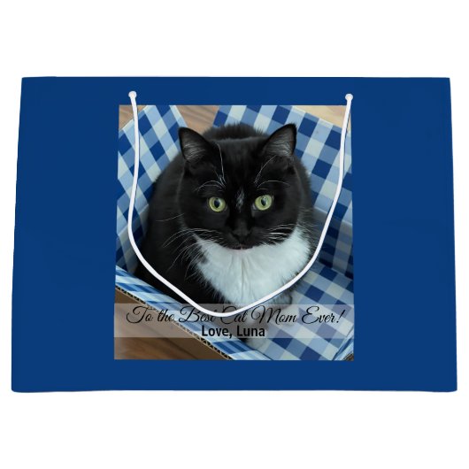 猫最高のの母の写真 ラージペーパーバッグ (正面)