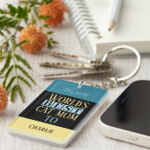 猫最高のの母の名前photo blue yellow キーホルダー (正面右)