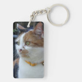 猫最高のの母の名前photo pink gray gray キーホルダー (裏面)