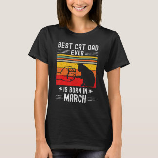 猫最高のパパが3月に生まれレトロ誕生日 Tシャツ