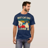 猫最高のパパのヴィンテージメンズバンプフィットファーザー Tシャツ (正面フル)