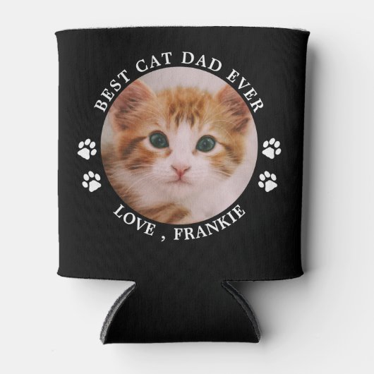 猫最高のパパの前足プリントカスタム可愛いペット写真 缶クーラー (正面)