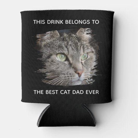 猫最高のパパエカスタムバー写真黒 缶クーラー (正面)