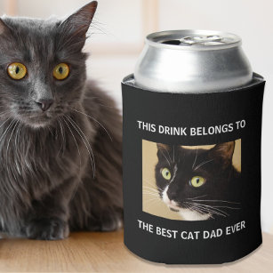 猫最高のパパエカスタムバー写真黒 缶クーラー