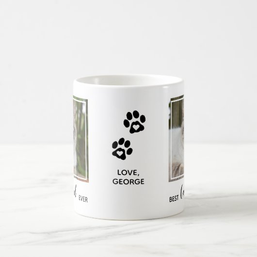 猫最高のパパエバパーソナライズされたー写真かわいい猫のパパ コーヒーマグカップ (中央)