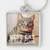猫最高のパパエバモダンカスタムー写真 キーホルダー (正面)
