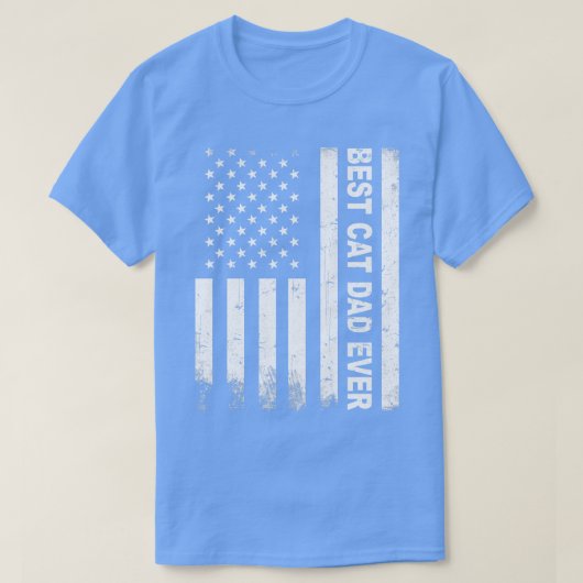 猫最高のパパエバーアメリカ国旗 Tシャツ (デザイン正面)