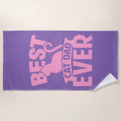 猫最高のパパエバー-猫シルエット ビーチタオル (正面)