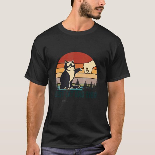 猫最高のパパエバ猫ヴィンテージ父の日 Tシャツ (正面)