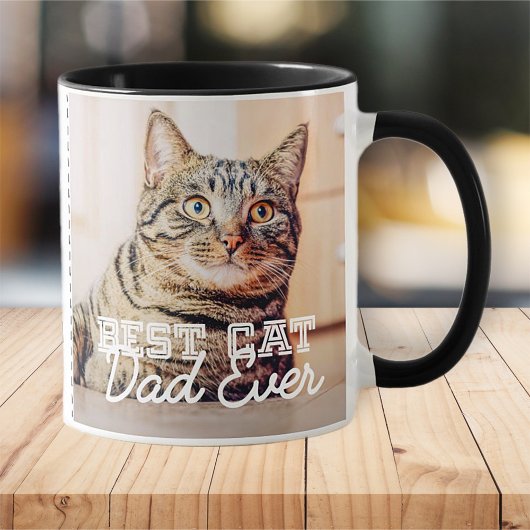 猫最高のパパモダン写真カスタムと猫の名前 マグカップ