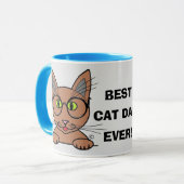 猫最高のパパ!めがねかわいいマンガ猫 マグカップ (正面左)