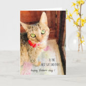 猫最高のパパ!ハッピー父のデイカード カード (黄色い花)