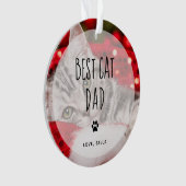 猫最高のパパ| 2枚の写真手書き文字 オーナメント (正面)