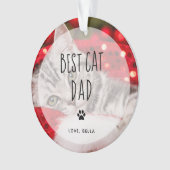 猫最高のパパ| 2枚の写真手書き文字 オーナメント (正面)