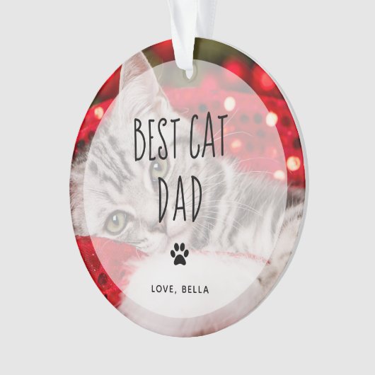 猫最高のパパ| 2枚の写真手書き文字 オーナメント (正面)