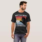 猫最高のママ・イおもしろいバーヴィンテージ猫母D Tシャツ (正面フル)
