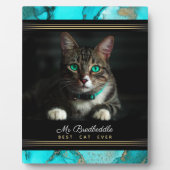 猫最高の名写真テンプレートティール(緑がかった色)抽象芸術 フォトプラーク (正面)