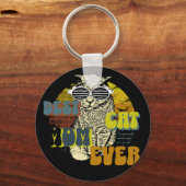 猫最高の母いままで可愛いヴィンテージレトロ色あせたマグネット キーホルダー (正面)