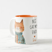 猫最高の母かわいいお母さんの名前 ツートーンマグカップ (正面左)