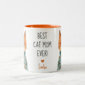 猫最高の母かわいいお母さんの名前 ツートーンマグカップ (中央)