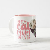 猫最高の母がかわいい写真名ピンク ツートーンマグカップ (正面左)