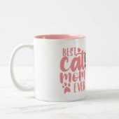 猫最高の母がかわいい写真名ピンク ツートーンマグカップ (左)