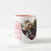 猫最高の母がかわいい写真名ピンク ツートーンマグカップ (中央)