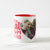 猫最高の母がかわいい写真名レッド ツートーンマグカップ (中央)