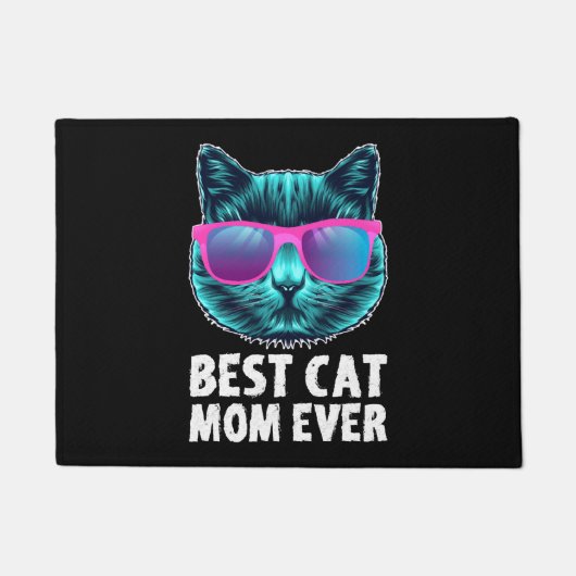 猫最高の母がかわいい眼鏡おもしろい ドアマット (正面)