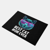 猫最高の母がかわいい眼鏡おもしろい ドアマット (アングル)