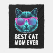 猫最高の母がかわいい眼鏡おもしろい フリースブランケット (正面)