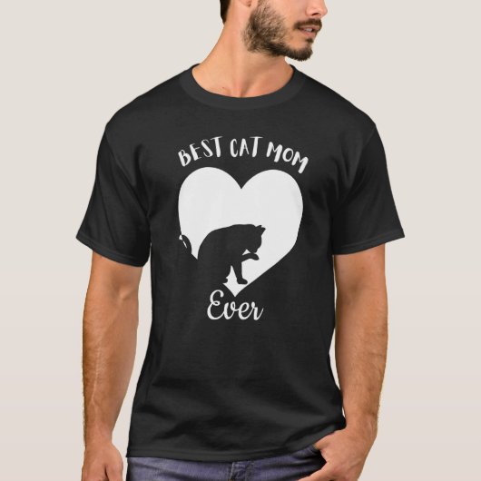 猫最高の母がかわいい黒猫ヴィンテージ白 Tシャツ (正面)