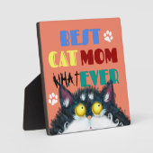 猫最高の母が不平不満な猫の文字の漫画おもしろい フォトプラーク (正面)