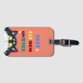 猫最高の母が不平不満な猫の文字の漫画おもしろい ラゲッジタグ (正面横)