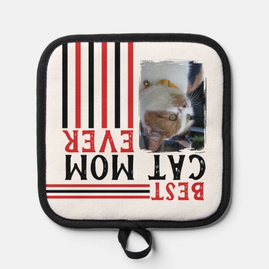 猫最高の母が赤い写真を追加 鍋敷き (正面)