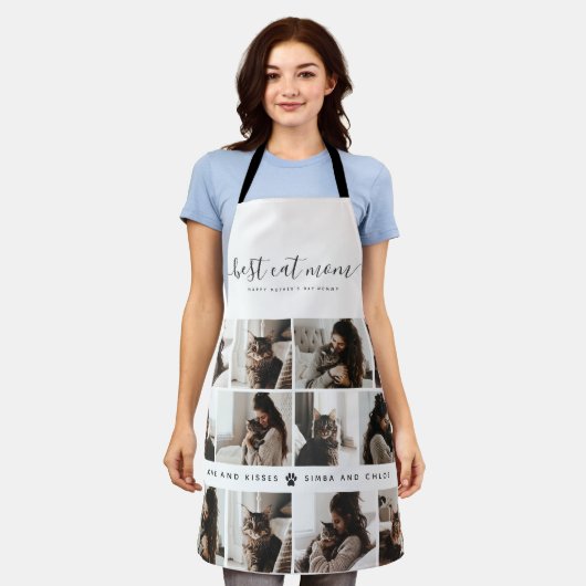 猫最高の母さんカスタムの日の猫の写真 エプロン (着用した状態)