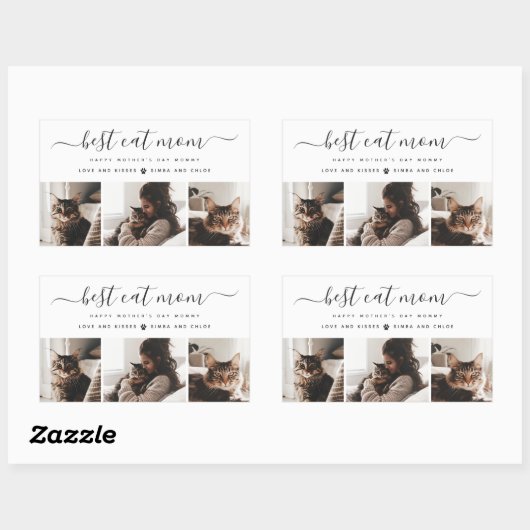 猫最高の母さんカスタムの日の猫の写真 長方形シール (シート)