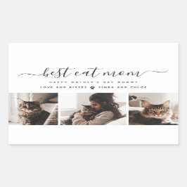 猫最高の母さんカスタムの日の猫の写真 長方形シール