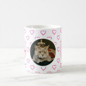 猫最高の母さん可愛いピンクのハート柄の写真 コーヒーマグカップ (中央)