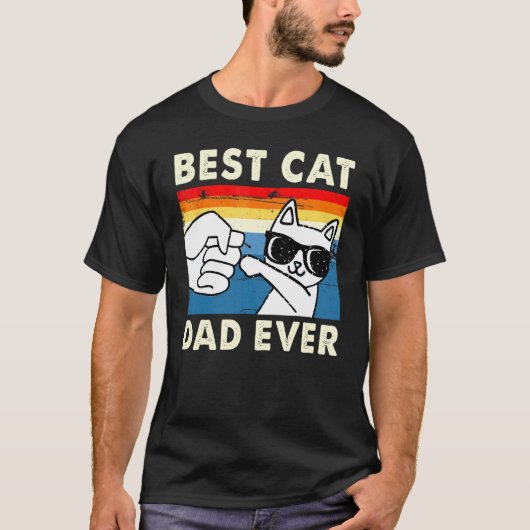 猫最高の母なるヴィンテージ猫サングラスカッコいい Tシャツ (正面)