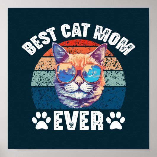 猫最高の母のヴィンテージおもしろい猫好き母 ポスター (正面)