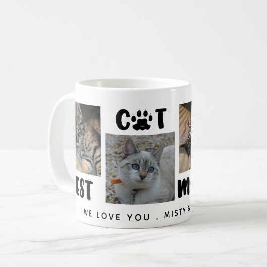 猫最高の母の写真コラージュパーソナライズされた コーヒーマグカップ (正面左)