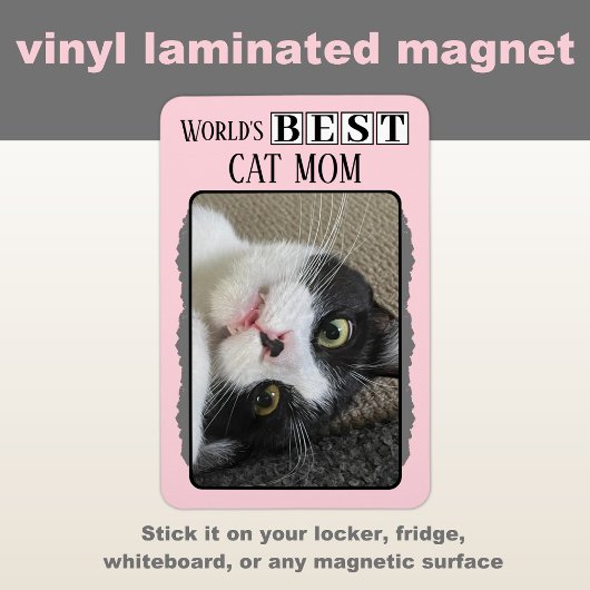猫最高の母の写真ピンクのグレー マグネット