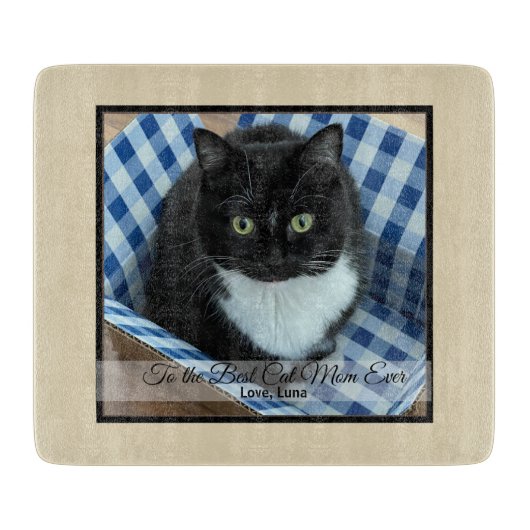 猫最高の母の撮カスタム影と文字 カッティングボード (正面)