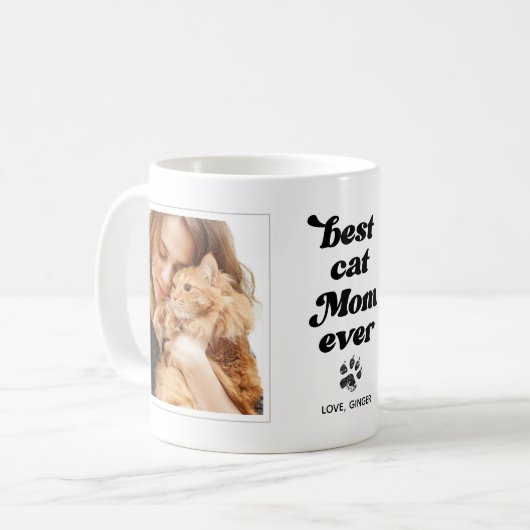 猫最高の母の撮カスタム影と文字 コーヒーマグカップ (正面左)