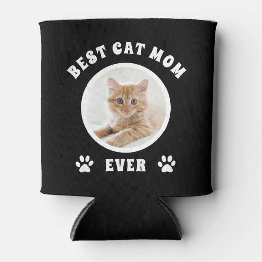 猫最高の母の撮カスタム影パーソナライズされた 缶クーラー (正面)
