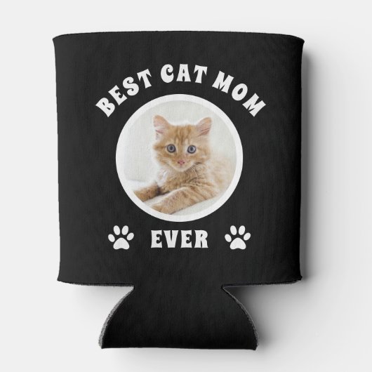 猫最高の母の撮カスタム影パーソナライズされた 缶クーラー (裏面)