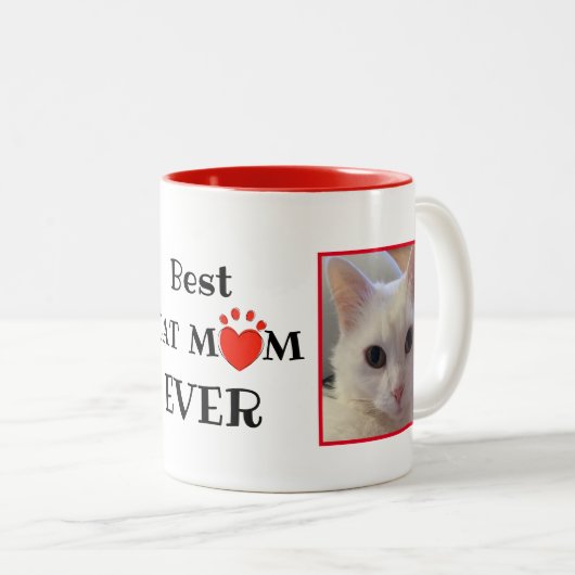 猫最高の母の日の写パーソナライズされた真 ツートーンマグカップ (正面右)