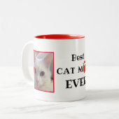 猫最高の母の日の写パーソナライズされた真 ツートーンマグカップ (正面左)