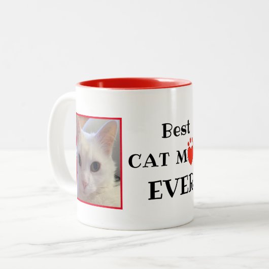 猫最高の母の日の写パーソナライズされた真 ツートーンマグカップ (正面左)